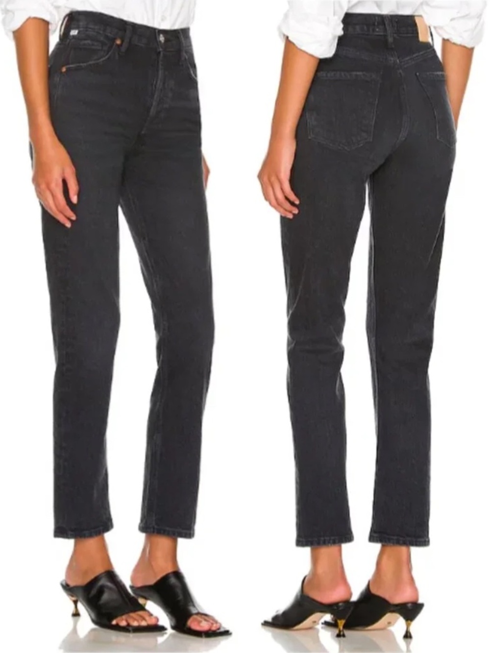 Citizens of Humanity Charlotte High Rise Straight Leg Jeans 28 Frolic Black
